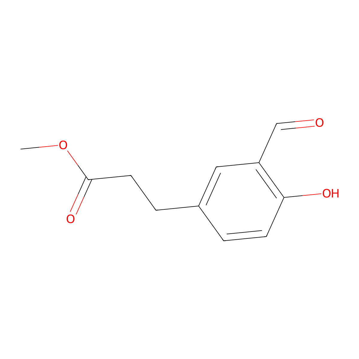 Methyl 3-(3-formyl-4-hydroxyphenyl)propanoate molecular structure, CAS 1143579-37-6