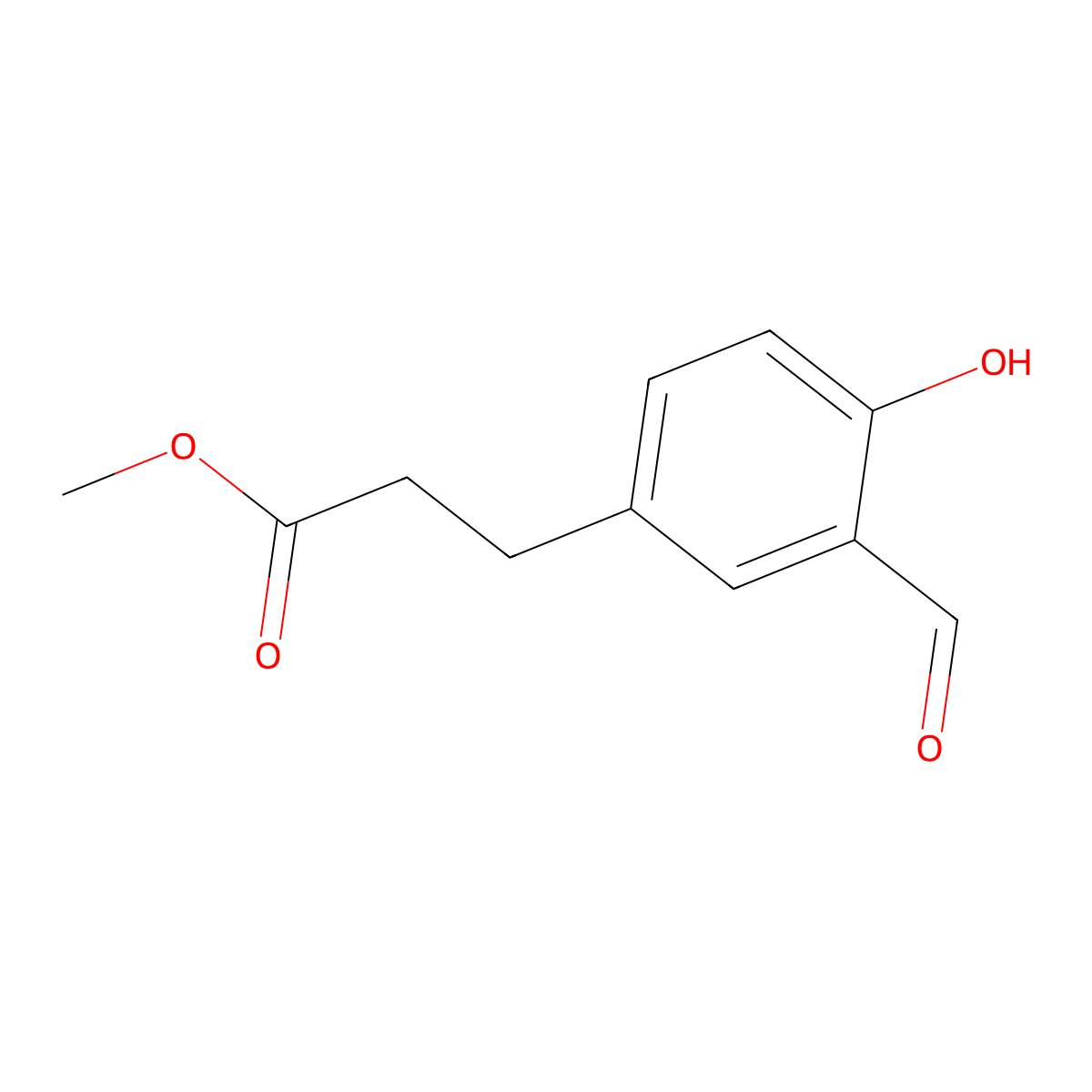Methyl 3-(3-formyl-4-hydroxyphenyl)propanoate molecular structure, CAS 1143579-37-6
