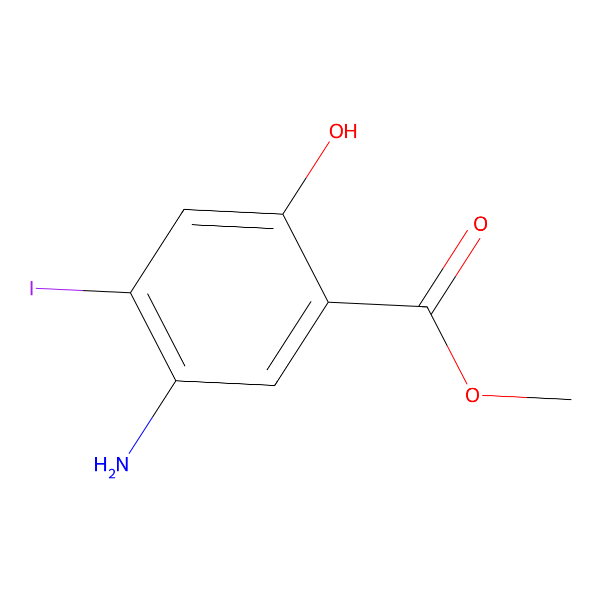 5-Amino-2-hydroxy-4-iodo-benzoic acid methyl ester molecular structure, CAS 1143580-02-2