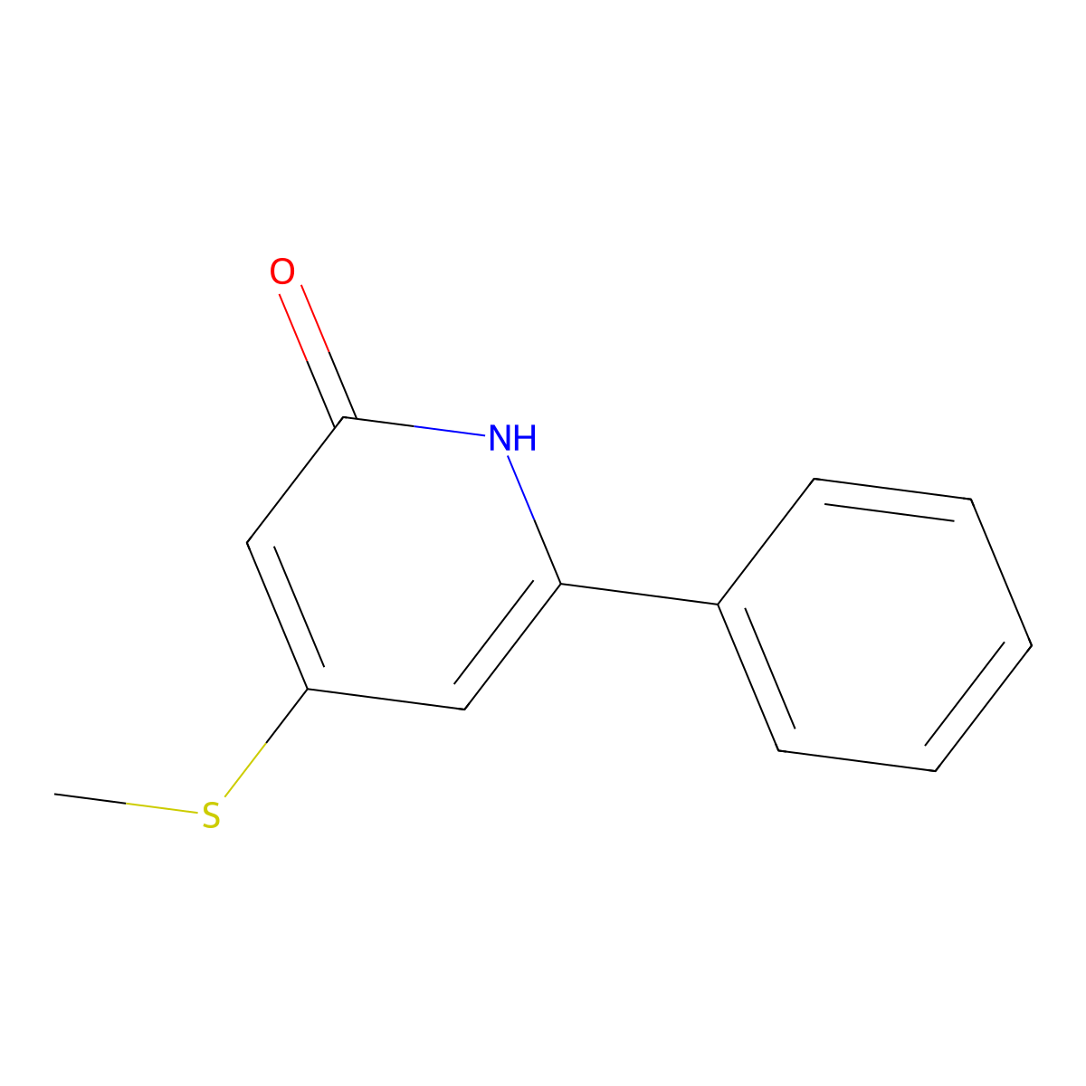 2(1H)-Pyridinone, 4-(methylthio)-6-phenyl- molecular structure, CAS 114361-54-5