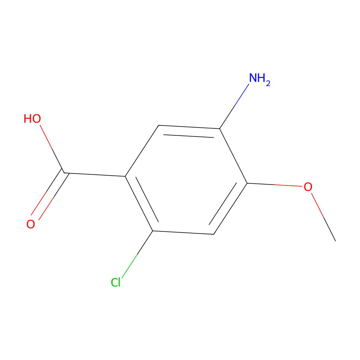 5-Amino-2-chloro-4-methoxy-benzoic acid molecular structure, CAS 1143622-07-4