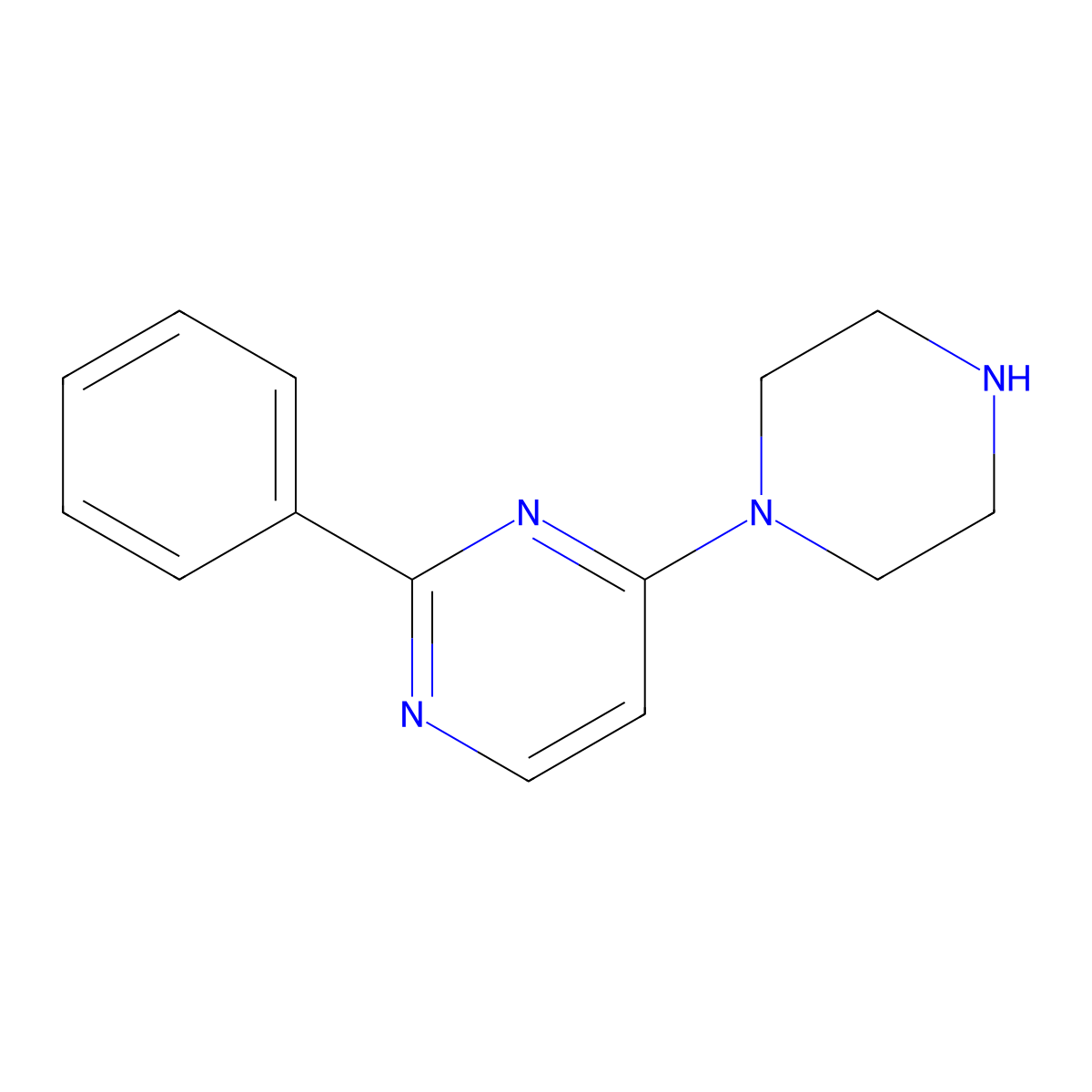 2-Phenyl-4-(piperazin-1-yl)pyrimidine molecular structure, CAS 1143623-59-9