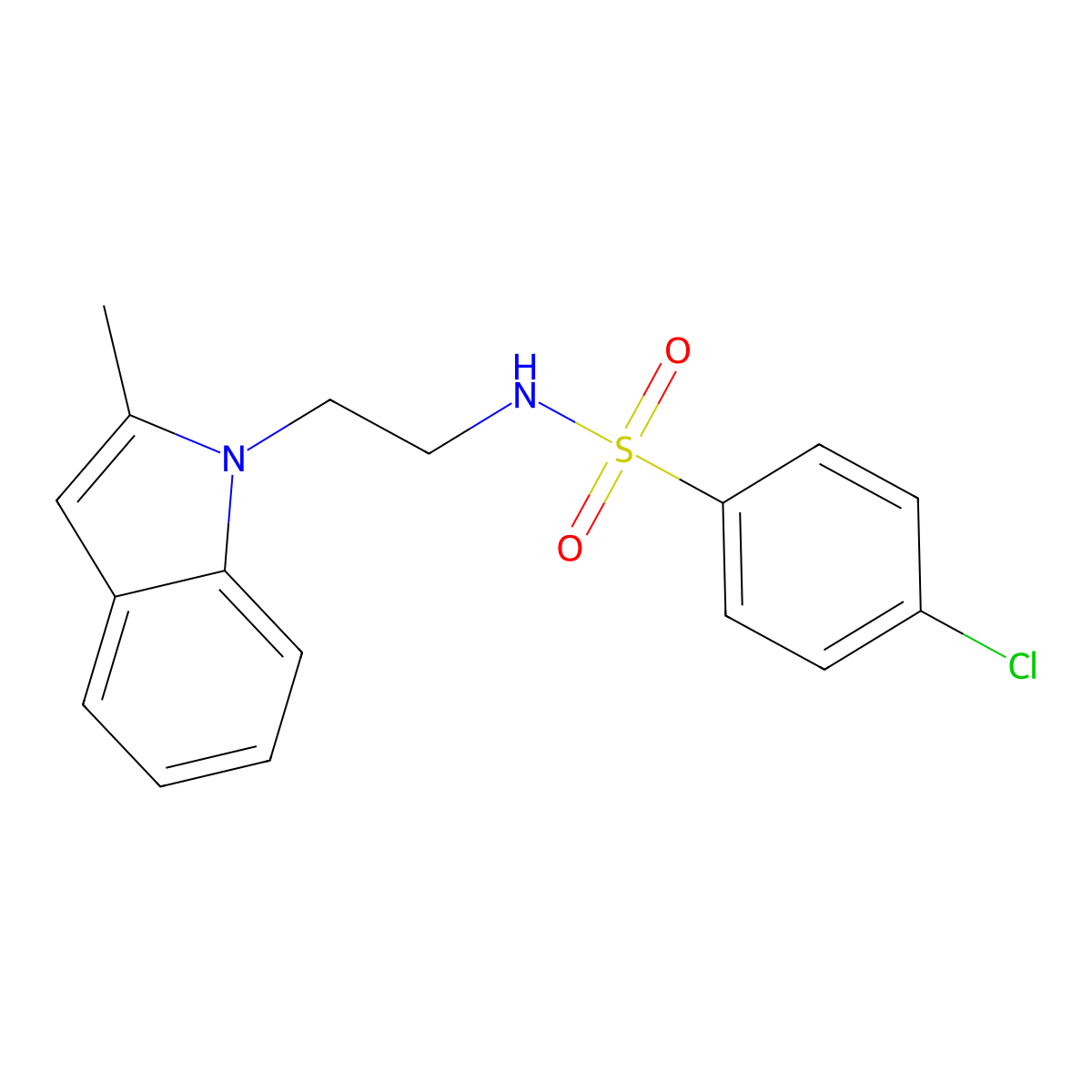 4-chloro-N-[2-(2-methylindol-1-yl)ethyl]benzenesulfonamide molecular structure, CAS 114364-77-1