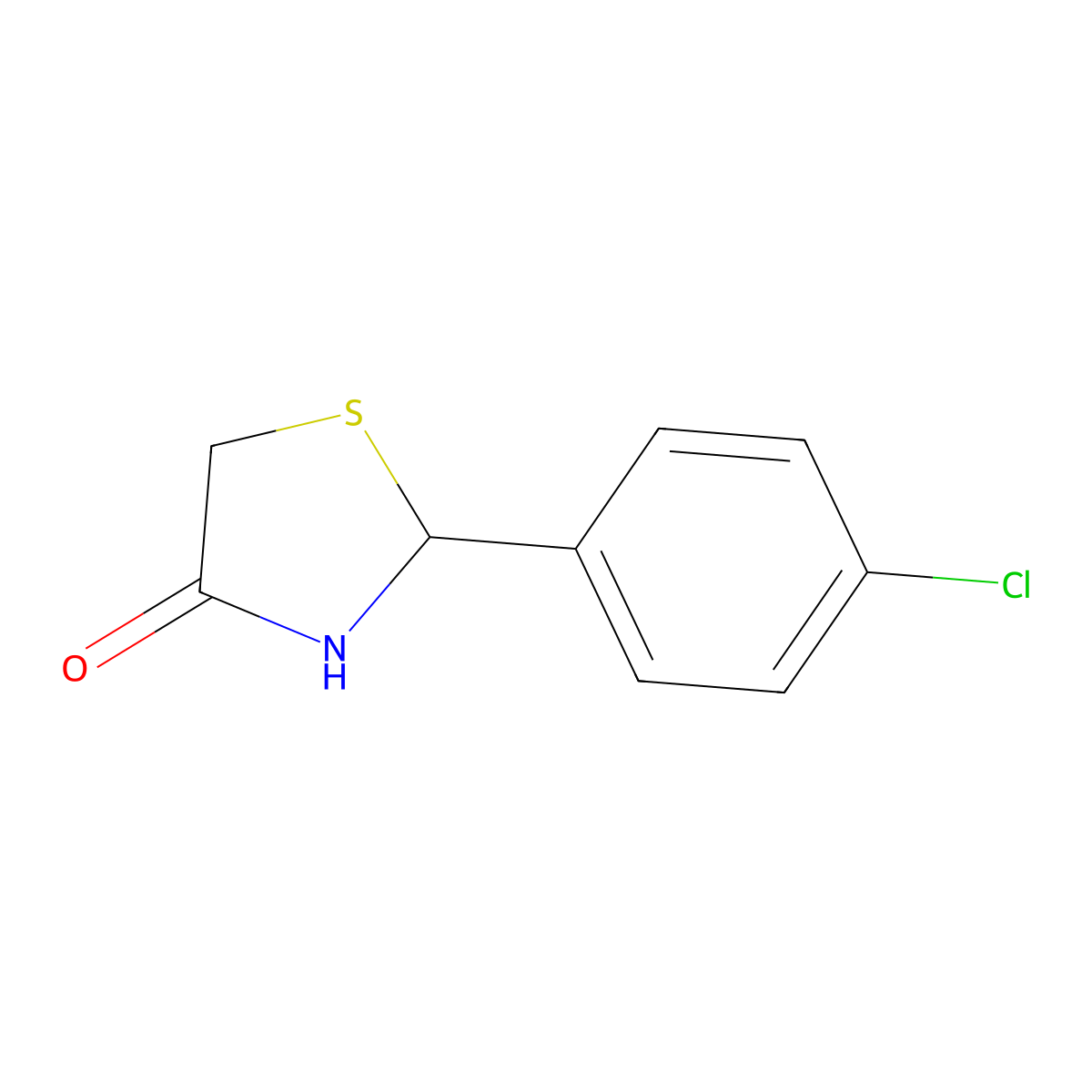 2-(4-Chlorophenyl)-1,3-thiazolidin-4-one molecular structure, CAS 114371-93-6