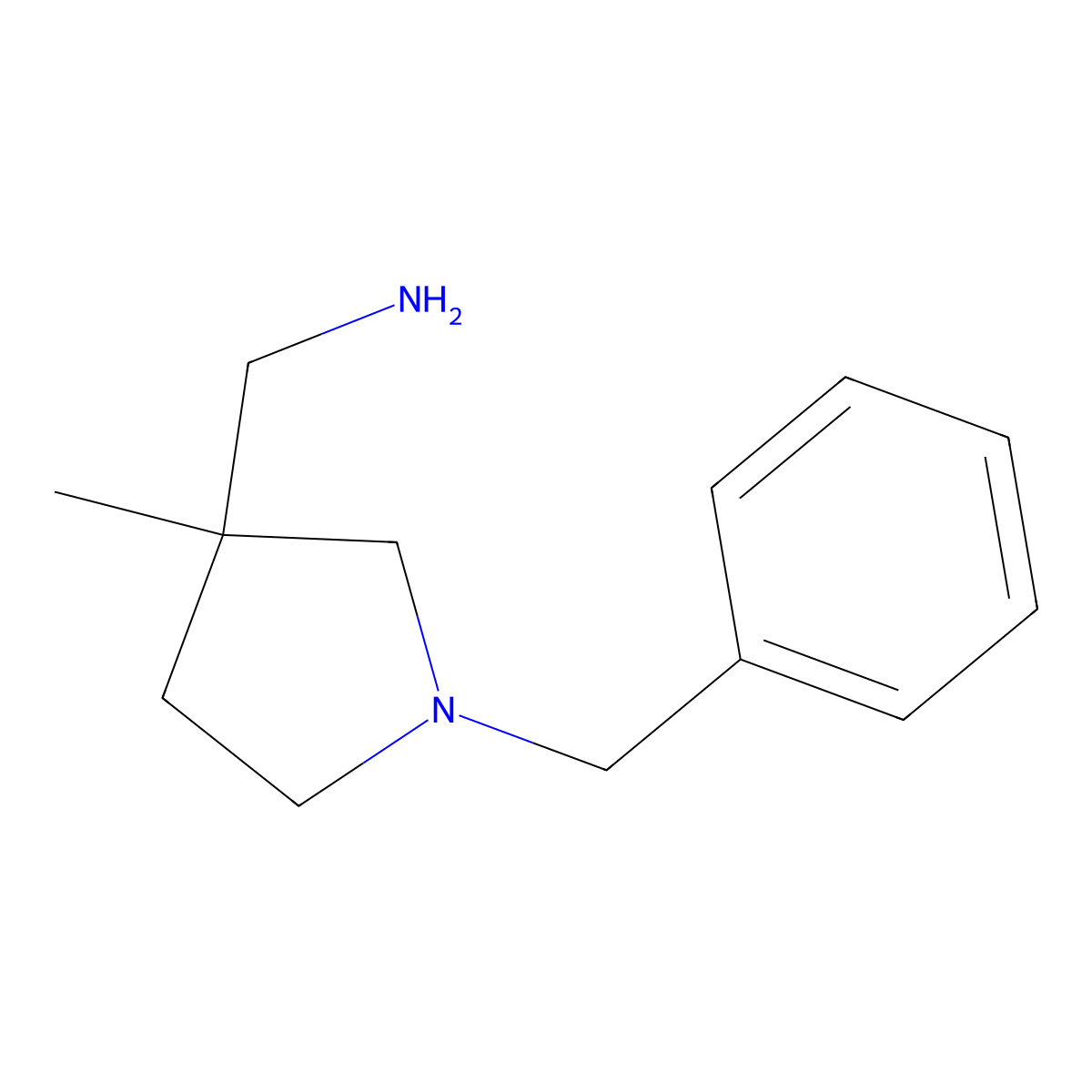 (1-Benzyl-3-methylpyrrolidin-3-yl)methanamine molecular structure, CAS 114373-06-7