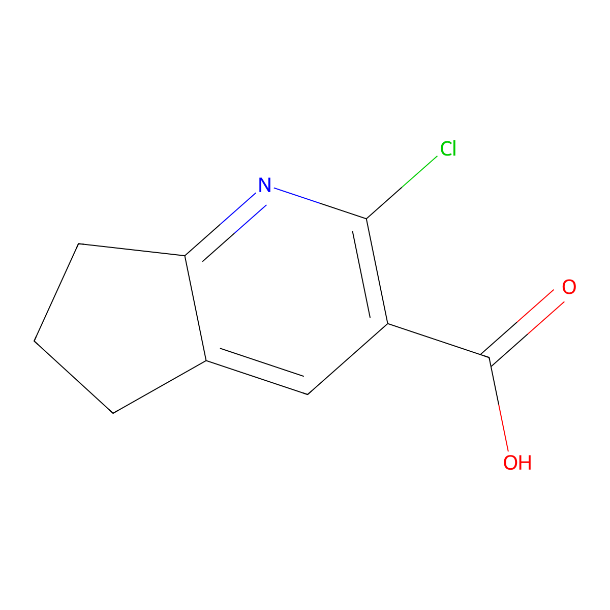 2-chloro-5H,6H,7H-cyclopenta(b)pyridine-3-carboxylic acid molecular structure, CAS 114381-79-2