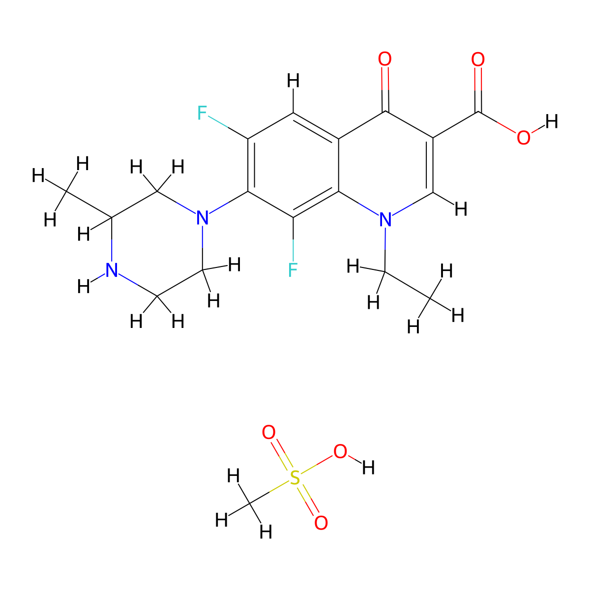 Lomefloxacin Mesylate molecular structure, CAS 114394-67-1