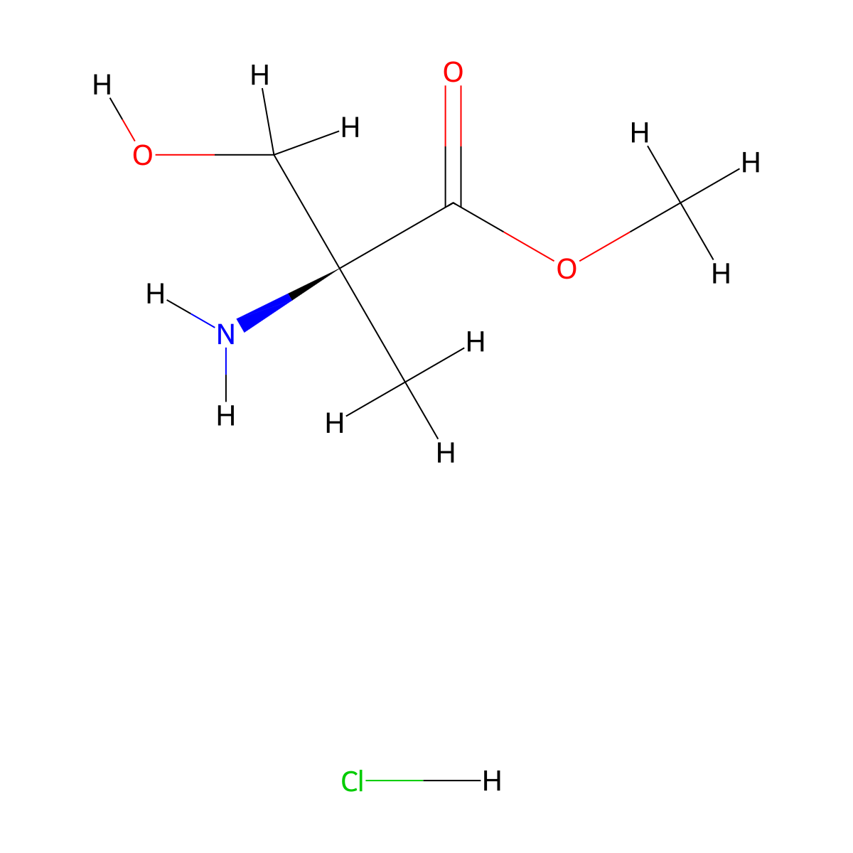 Methyl (S)-2-amino-3-hydroxy-2-methylpropanoate hydrochloride molecular structure, CAS 114396-63-3