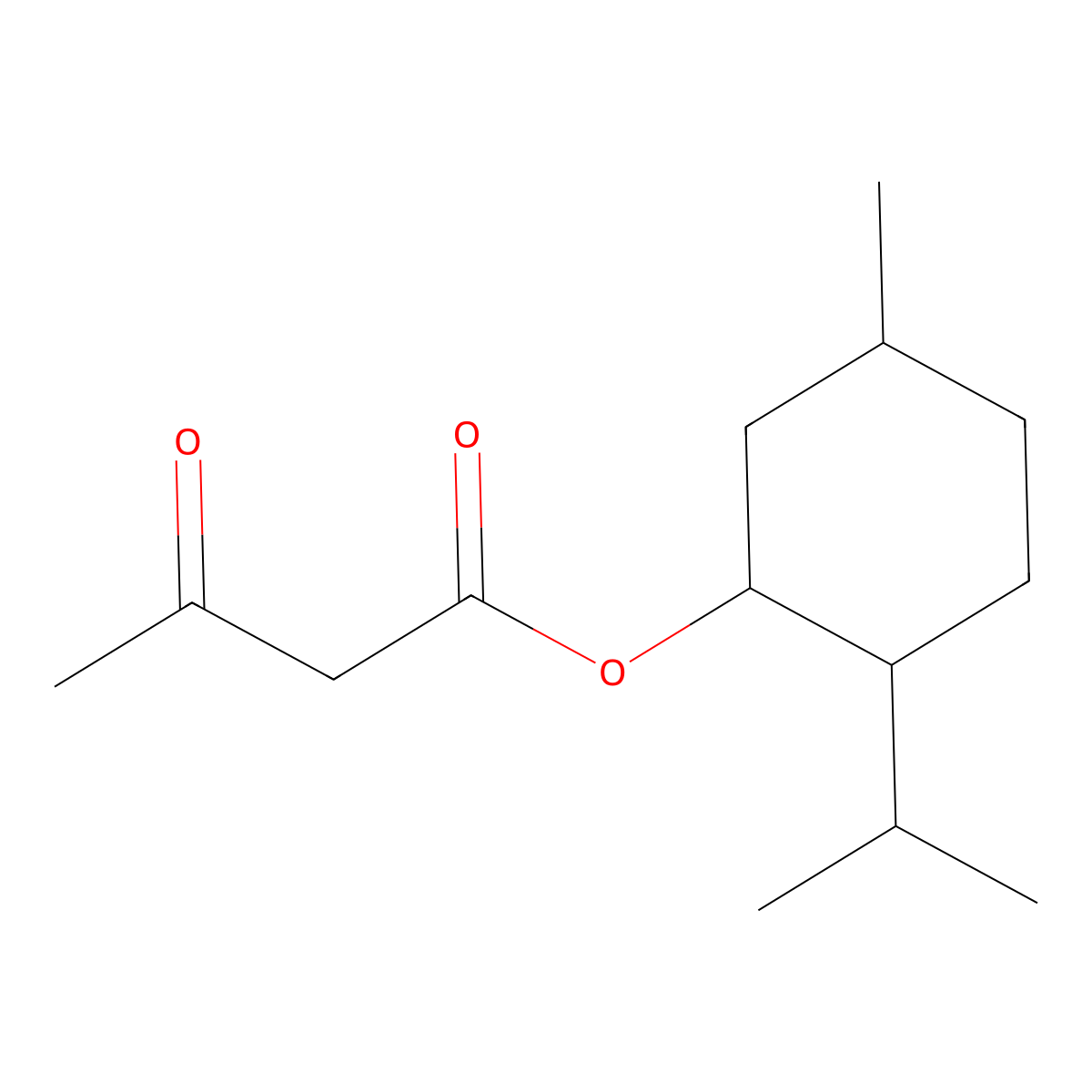 Butanoic acid, 3-oxo-, 5-methyl-2-(1-methylethyl)cyclohexyl ester molecular structure, CAS 1144-50-9