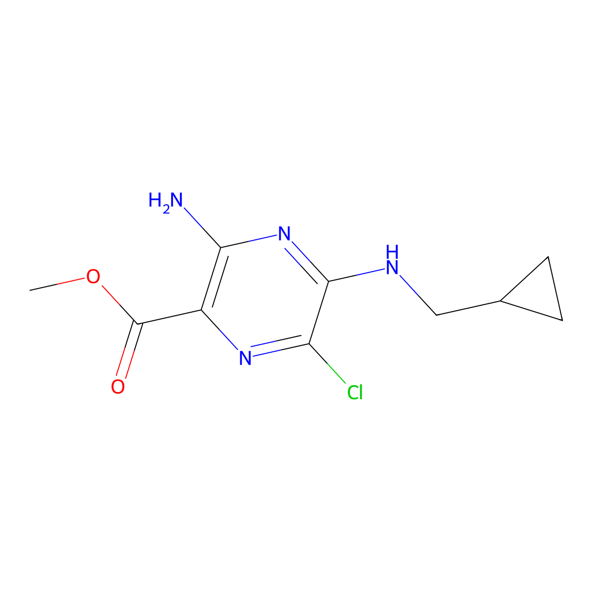 Methyl 3-amino-6-chloro-5-[(cyclopropylmethyl)amino]pyrazine-2-carboxylate molecular structure, CAS 1144-56-5