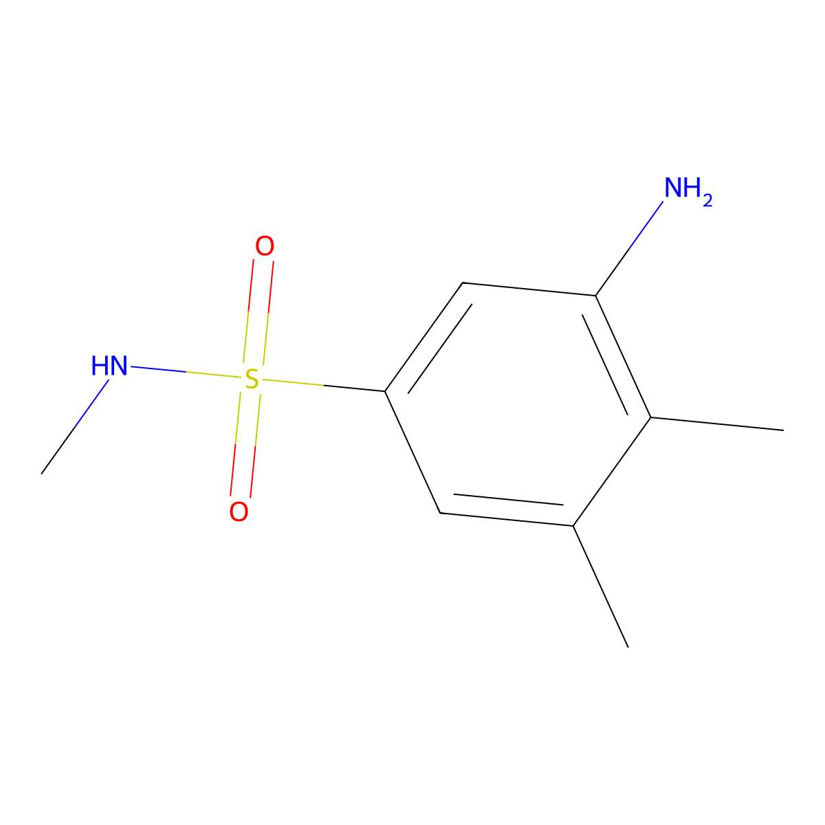 3-amino-N,4,5-trimethylbenzene-1-sulfonamide molecular structure, CAS 114402-02-7