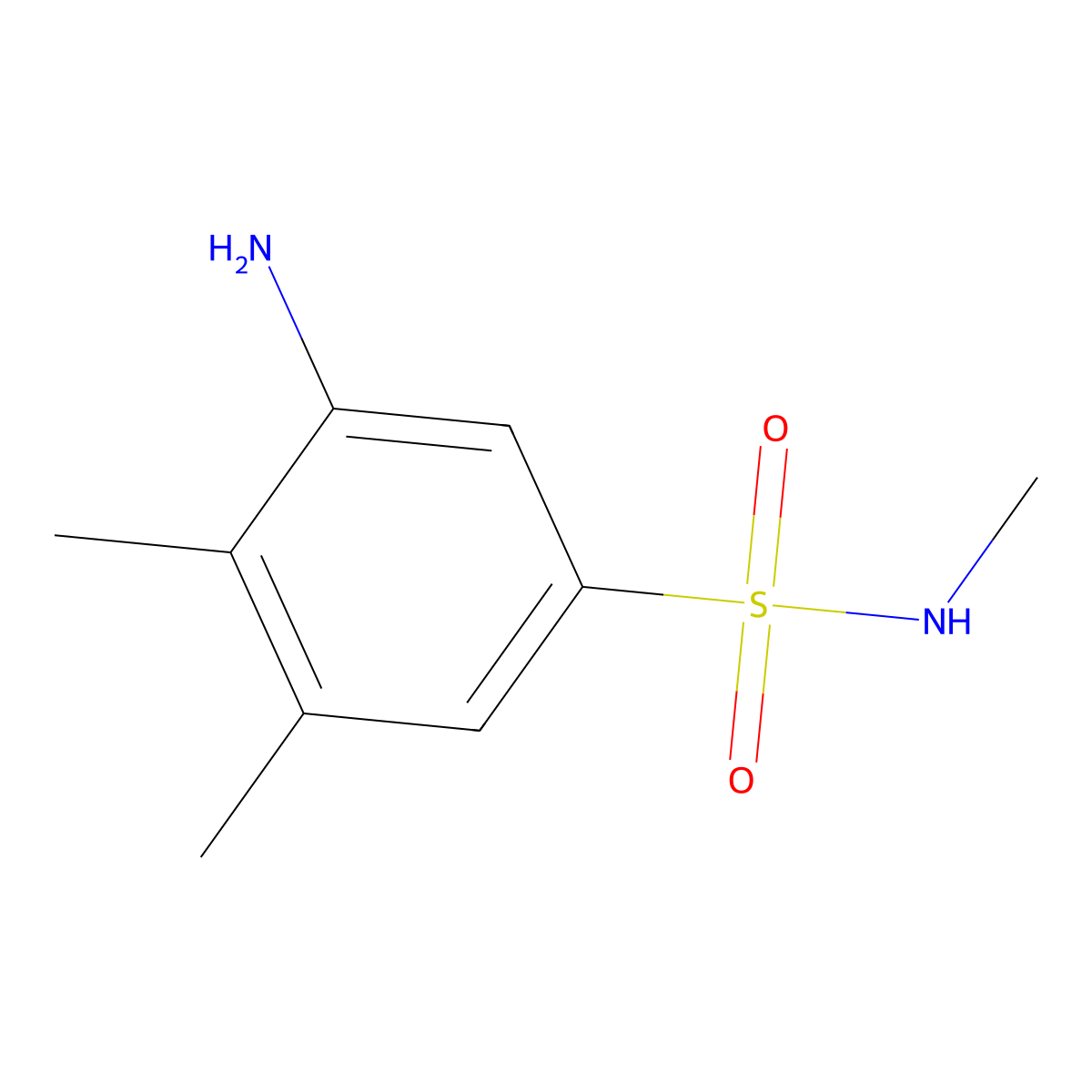 3-amino-N,4,5-trimethylbenzene-1-sulfonamide molecular structure, CAS 114402-02-7
