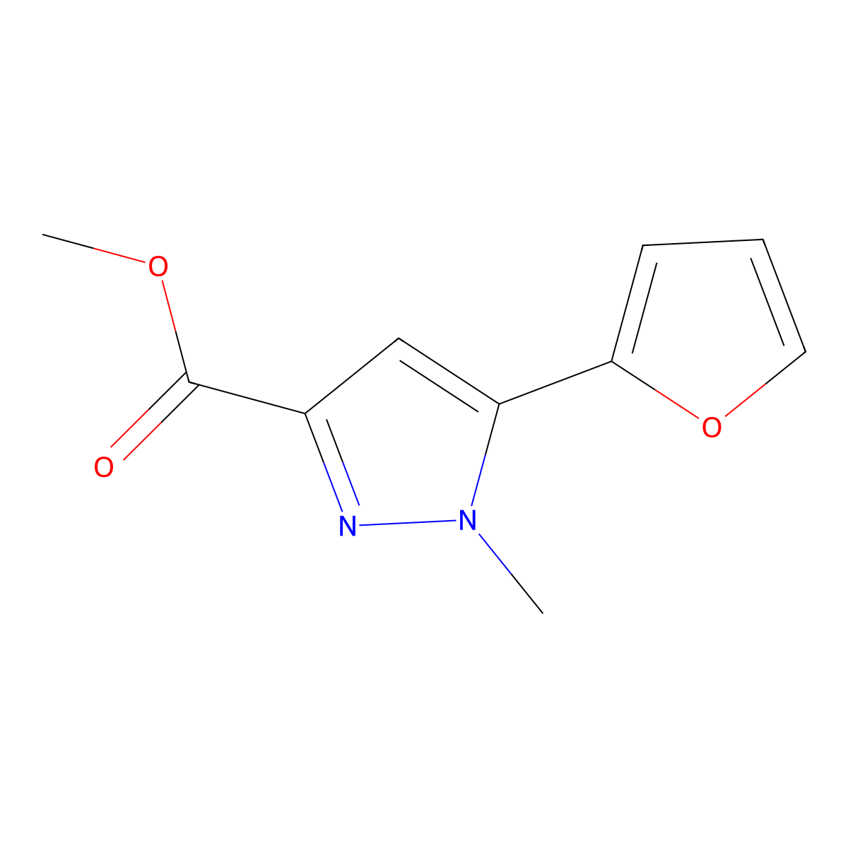 5-(2-Furyl)-1-methyl-pyrazole-3-carboxylic acid methyl ester molecular structure, CAS 114402-25-4