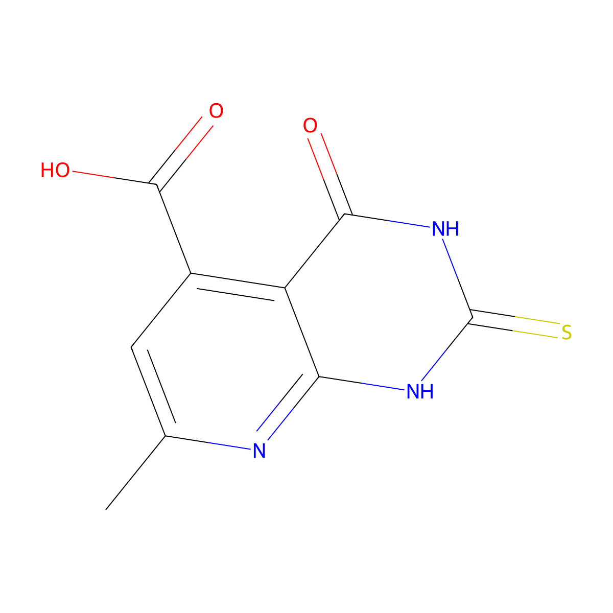 2-Mercapto-7-methyl-4-oxo-3,4-dihydropyrido[2,3-d]pyrimidine-5-carboxylic acid molecular structure, CAS 114402-40-3
