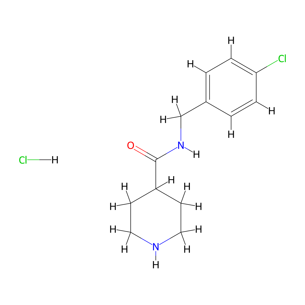 Piperidine-4-carboxylic acid 4-chloro-benzylamide hydrochloride molecular structure, CAS 1144037-34-2