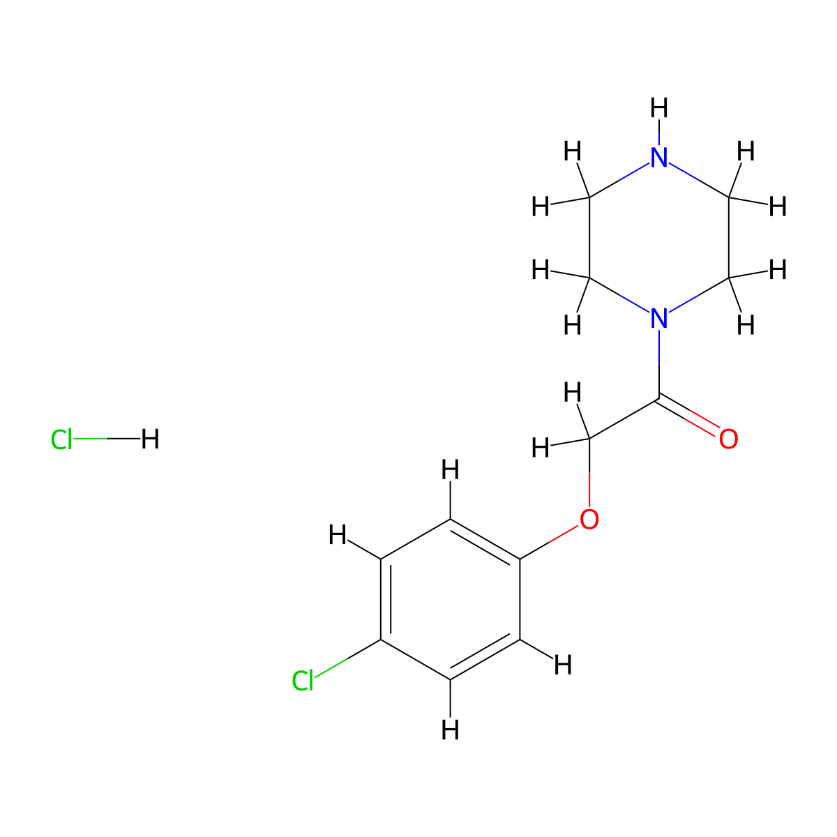 2-(4-Chlorophenoxy)-1-(piperazin-1-yl)ethan-1-one hydrochloride molecular structure, CAS 1144037-44-4