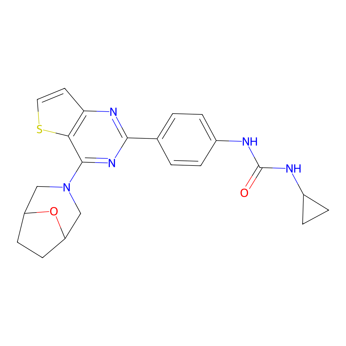 1-(4-(4-(8-Oxa-3-azabicyclo[3.2.1]octan-3-yl)thieno[3,2-d]pyrimidin-2-yl)phenyl)-3-cyclopropylurea molecular structure, CAS 1144075-40-0