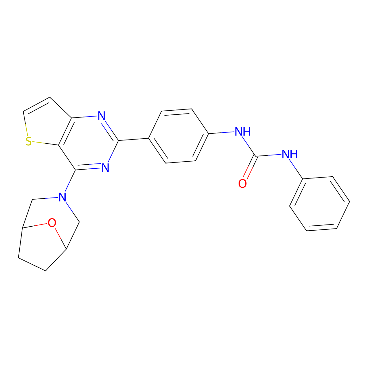 1-(4-(4-(8-Oxa-3-azabicyclo[3.2.1]octan-3-yl)thieno[3,2-d]pyrimidin-2-yl)phenyl)-3-phenylurea molecular structure, CAS 1144075-42-2