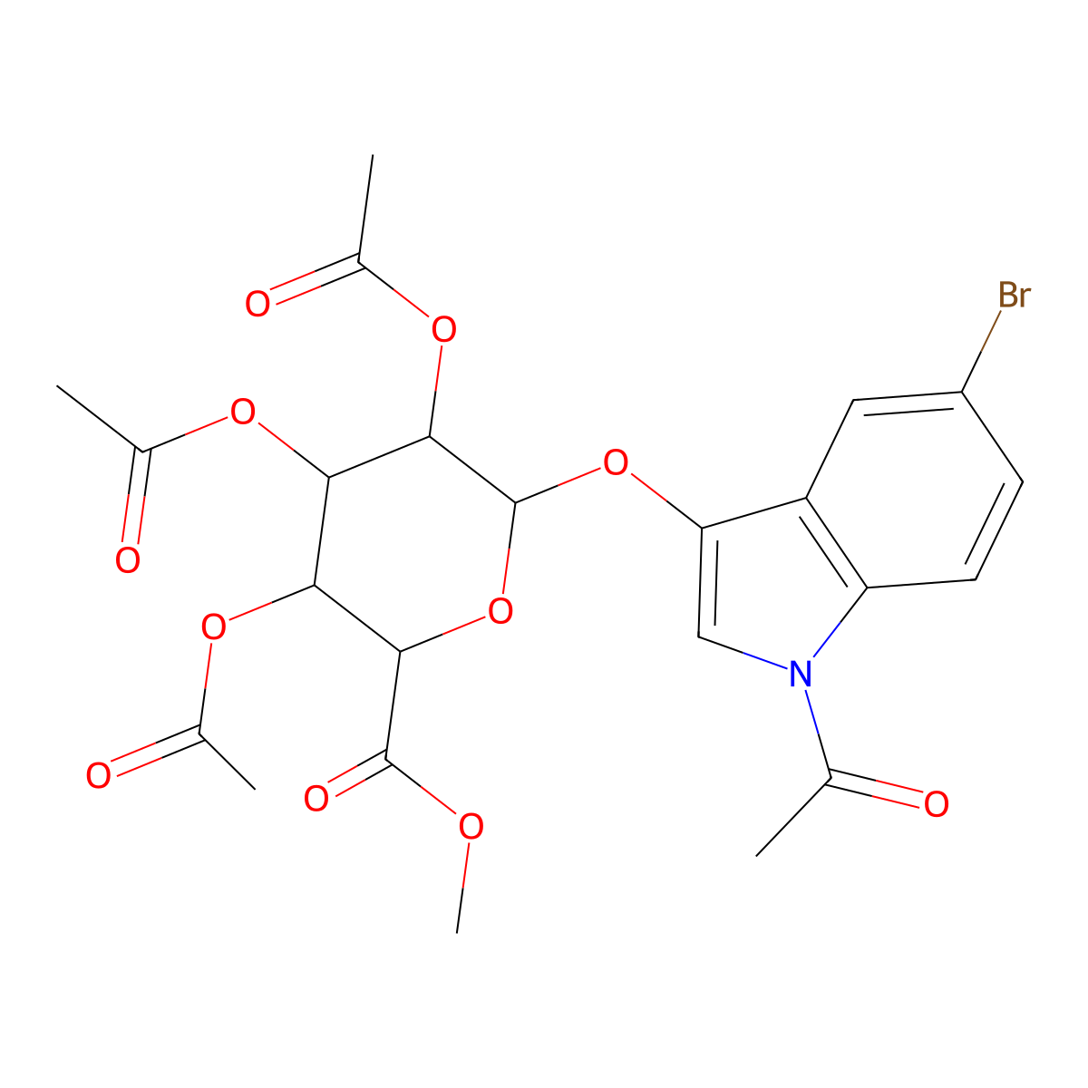 methyl (2S,3S,4S,5R,6S)-6-(1-acetyl-5-bromoindol-3-yl)oxy-3,4,5-triacetyloxyoxane-2-carboxylate molecular structure, CAS 1144104-74-4