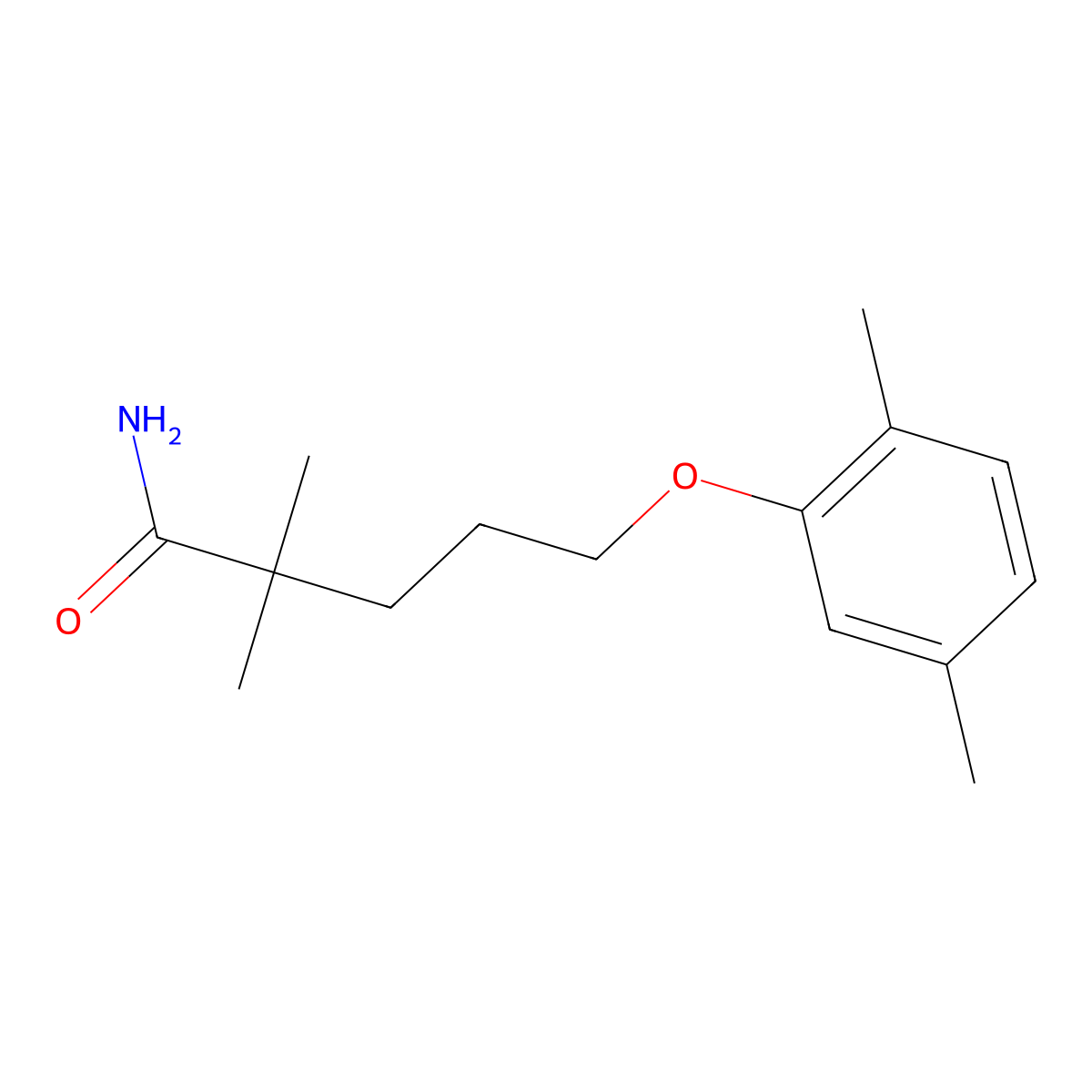 5-(2,5-Dimethylphenoxy)-2,2-dimethylpentanamide molecular structure, CAS 114413-97-7