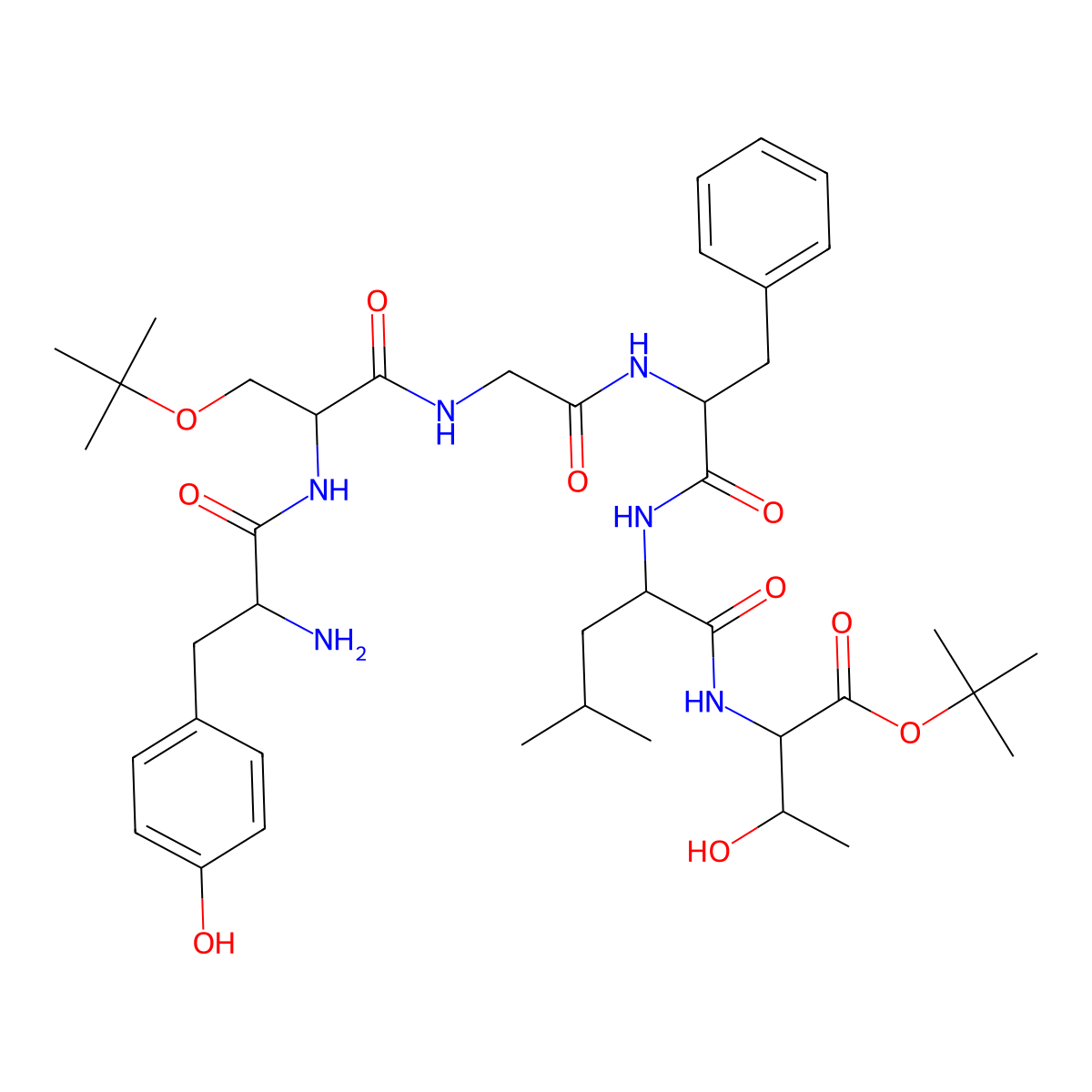 Tyrosyl-seryl(o-t-butyl)-glycyl-phenylalanyl-leucyl-threonine(o-t-butyl) molecular structure, CAS 114414-60-7