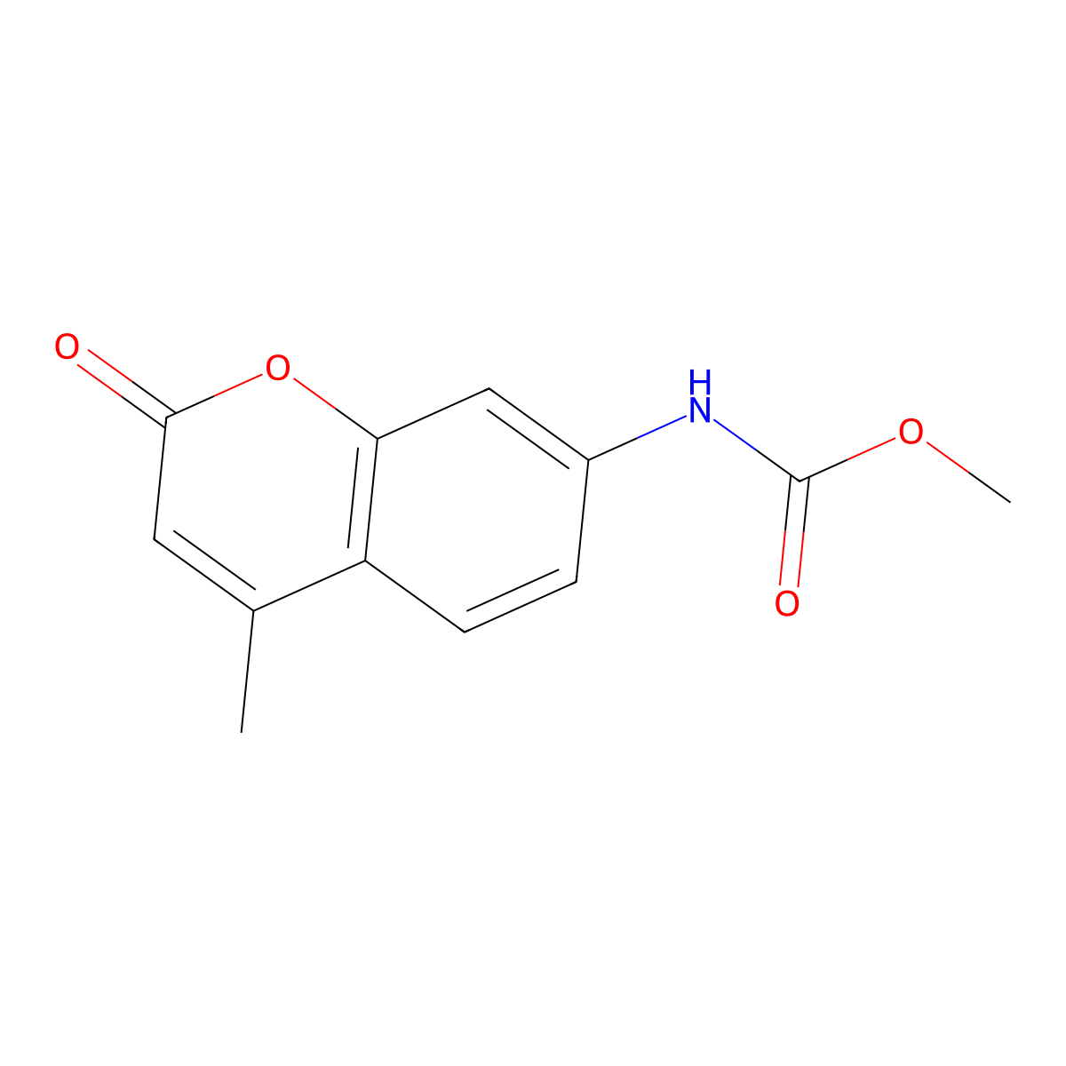 Methyl (4-methyl-2-oxo-2H-1-benzopyran-7-yl)carbamate molecular structure, CAS 114415-25-7