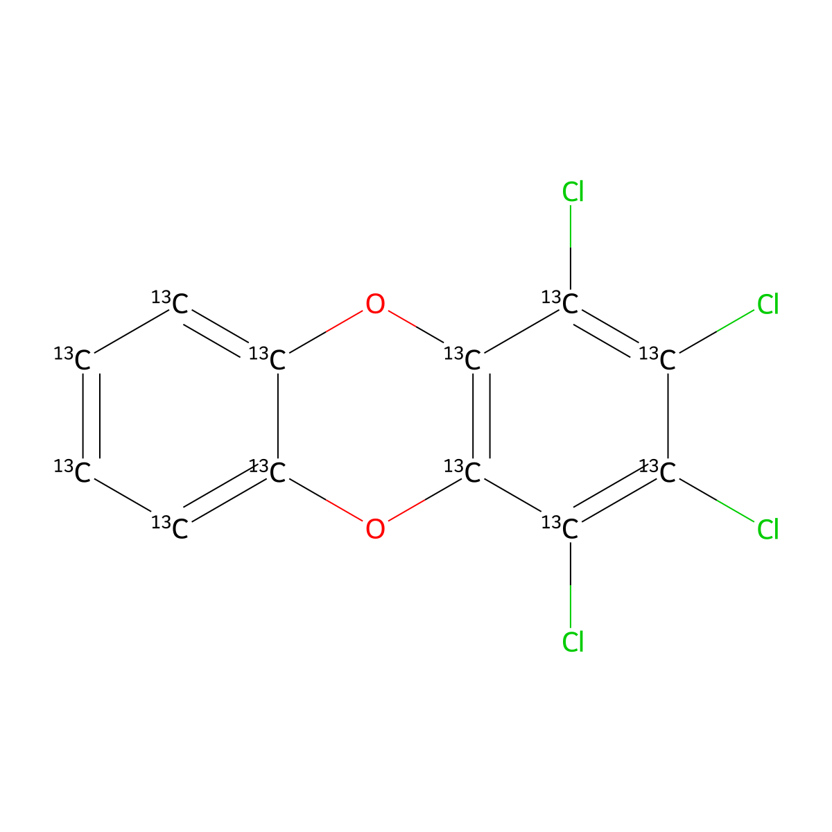 Dibenzo(b,e)(1,4)dioxin-13C12, 1,2,3,4-tetrachloro- molecular structure, CAS 114423-99-3