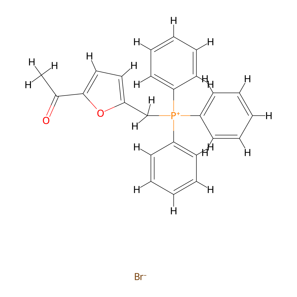 ((5-Acetylfuran-2-yl)methyl)triphenylphosphonium bromide molecular structure, CAS 114430-55-6