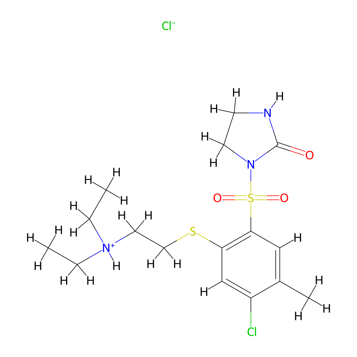 2-Imidazolidinone, 1-((4-chloro-2-((2-(diethylamino)ethyl)thio)-5-methylphenyl)sulfonyl)-, monohydrochloride molecular structure, CAS 114436-47-4