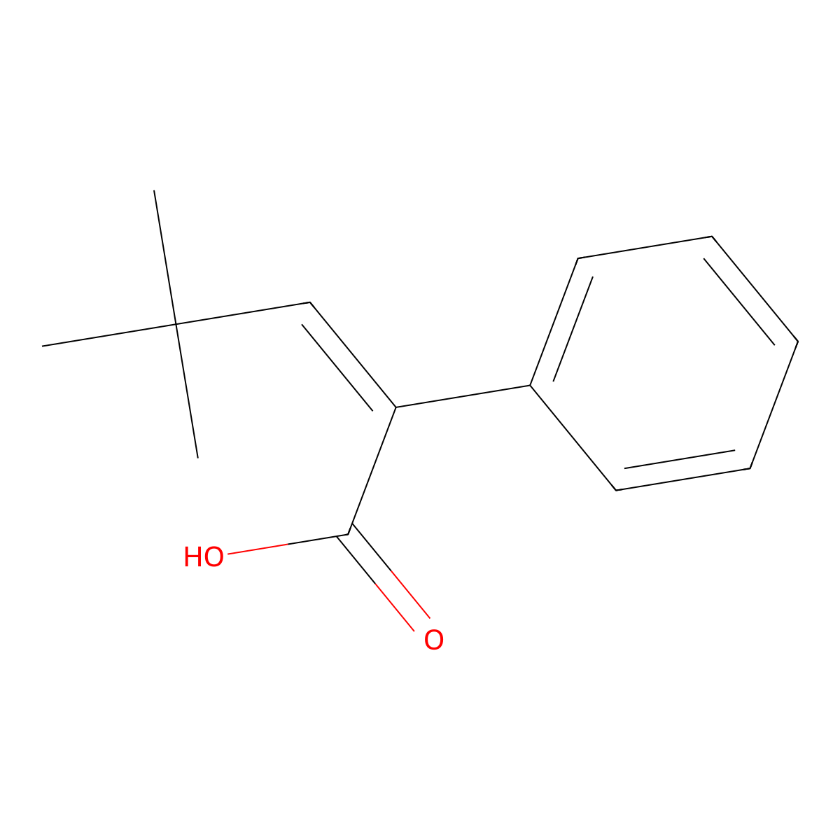 4,4-Dimethyl-2-phenylpent-2-enoic acid molecular structure, CAS 1144426-71-0