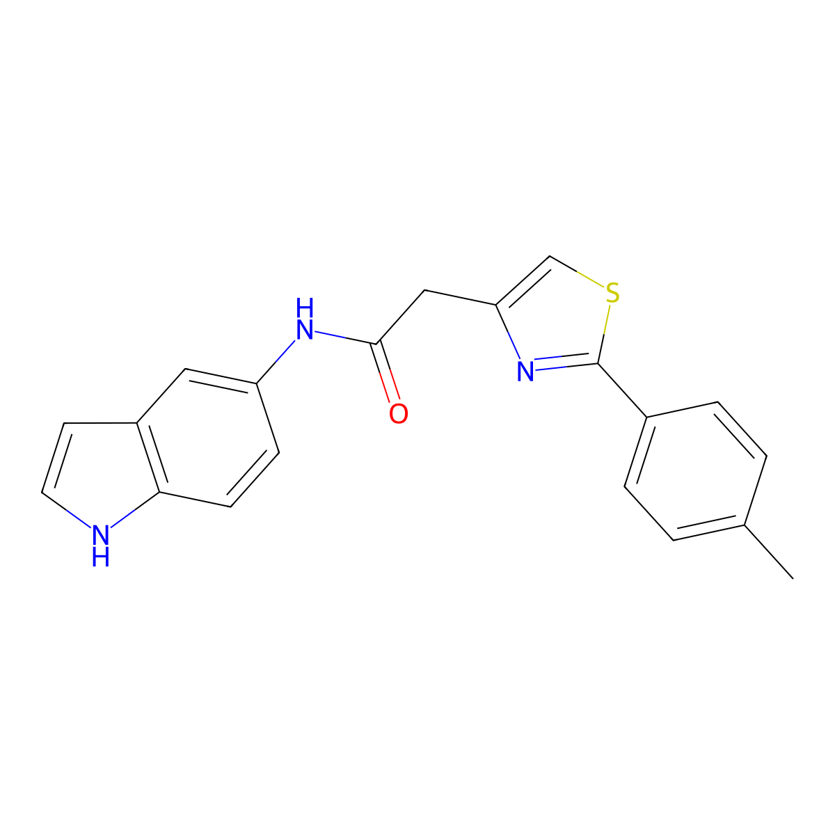N-(1H-indol-5-yl)-2-[2-(4-methylphenyl)-1,3-thiazol-4-yl]acetamide molecular structure, CAS 1144426-92-5