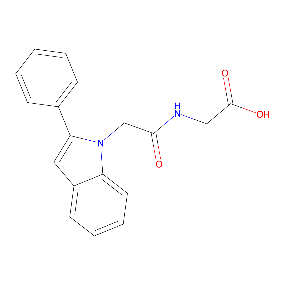 2-(2-(2-phenyl-1H-indol-1-yl)acetamido)acetic acid molecular structure, CAS 1144427-00-8
