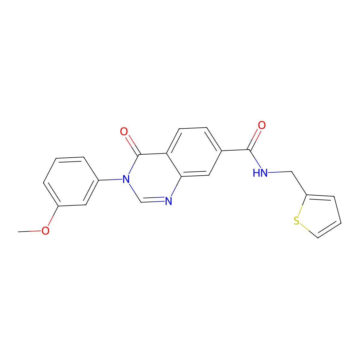 3-(3-methoxyphenyl)-4-oxo-N-(thiophen-2-ylmethyl)-3,4-dihydroquinazoline-7-carboxamide molecular structure, CAS 1144427-21-3