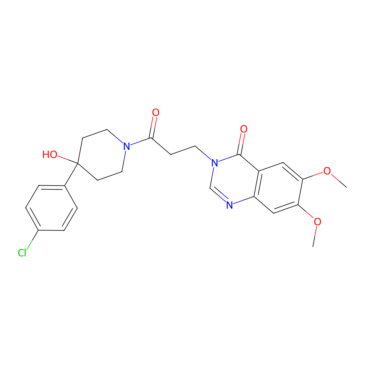 3-{3-[4-(4-chlorophenyl)-4-hydroxypiperidin-1-yl]-3-oxopropyl}-6,7-dimethoxyquinazolin-4(3H)-one molecular structure, CAS 1144427-24-6