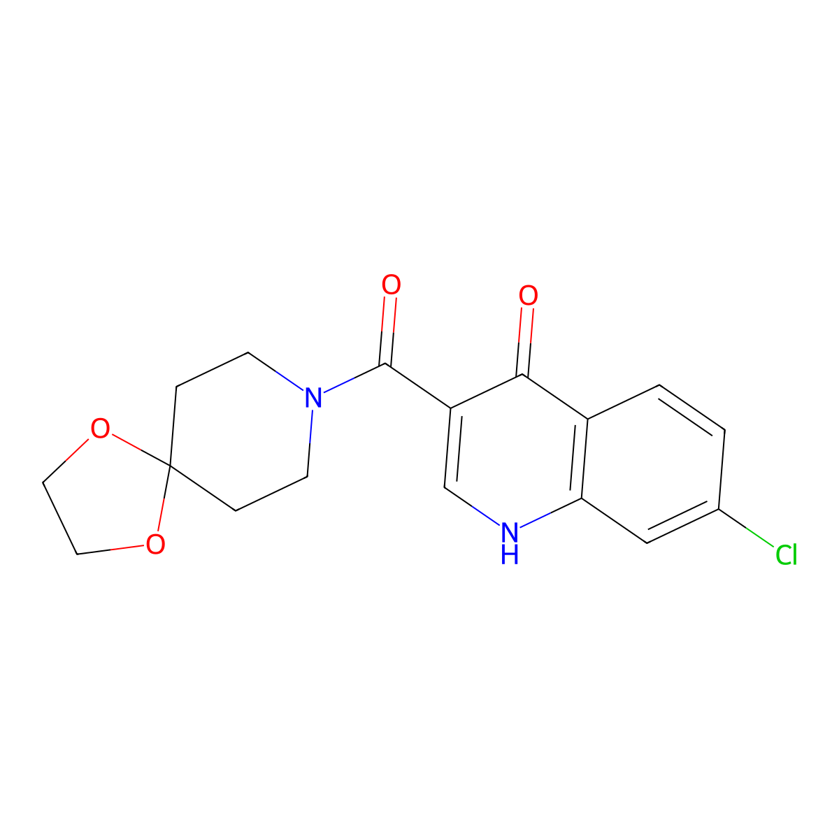 7-chloro-3-(1,4-dioxa-8-azaspiro[4.5]dec-8-ylcarbonyl)quinolin-4(1H)-one molecular structure, CAS 1144427-67-7