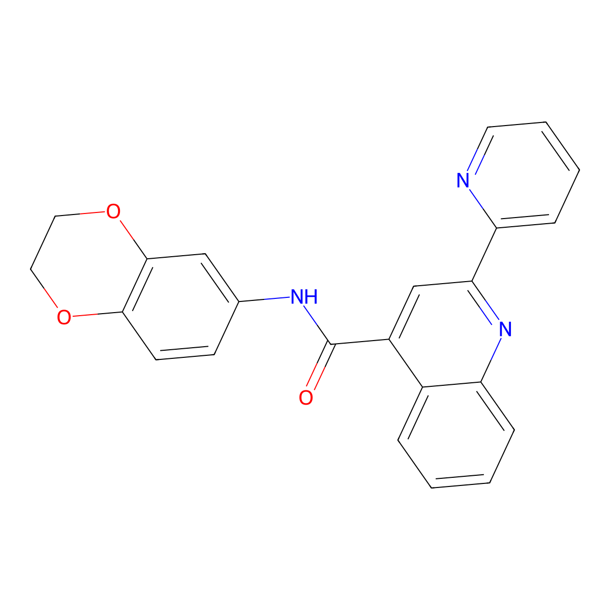 N-(2,3-dihydro-1,4-benzodioxin-6-yl)-2-(2-pyridyl)-4-quinolinecarboxamide molecular structure, CAS 1144427-74-6
