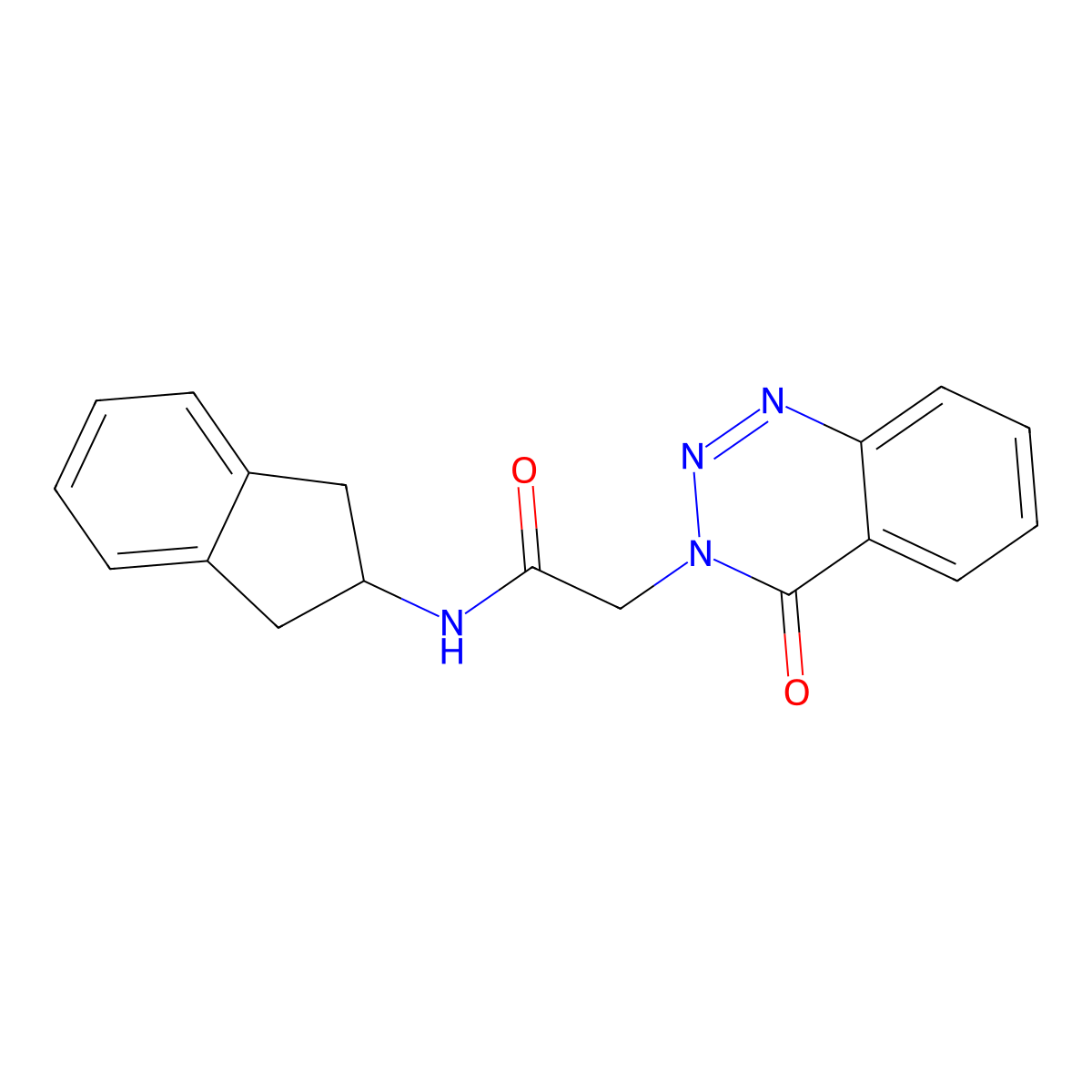 N-(2,3-dihydro-1H-inden-2-yl)-2-(4-oxo-1,2,3-benzotriazin-3(4H)-yl)acetamide molecular structure, CAS 1144427-75-7
