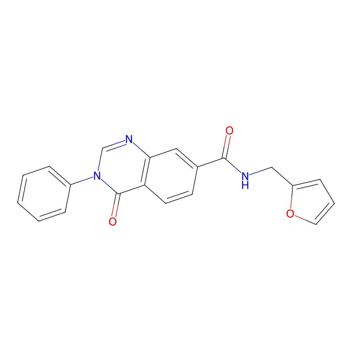 N-(furan-2-ylmethyl)-4-oxo-3-phenyl-3,4-dihydroquinazoline-7-carboxamide molecular structure, CAS 1144427-85-9