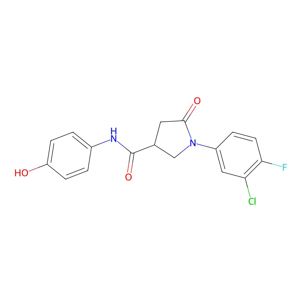 1-(3-chloro-4-fluorophenyl)-N-(4-hydroxyphenyl)-5-oxopyrrolidine-3-carboxamide molecular structure, CAS 1144427-87-1