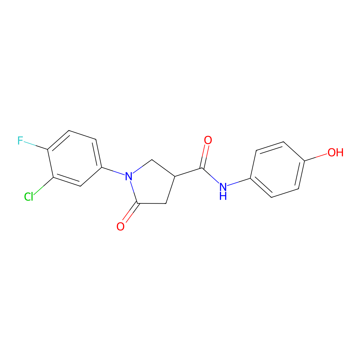 1-(3-chloro-4-fluorophenyl)-N-(4-hydroxyphenyl)-5-oxopyrrolidine-3-carboxamide molecular structure, CAS 1144427-87-1