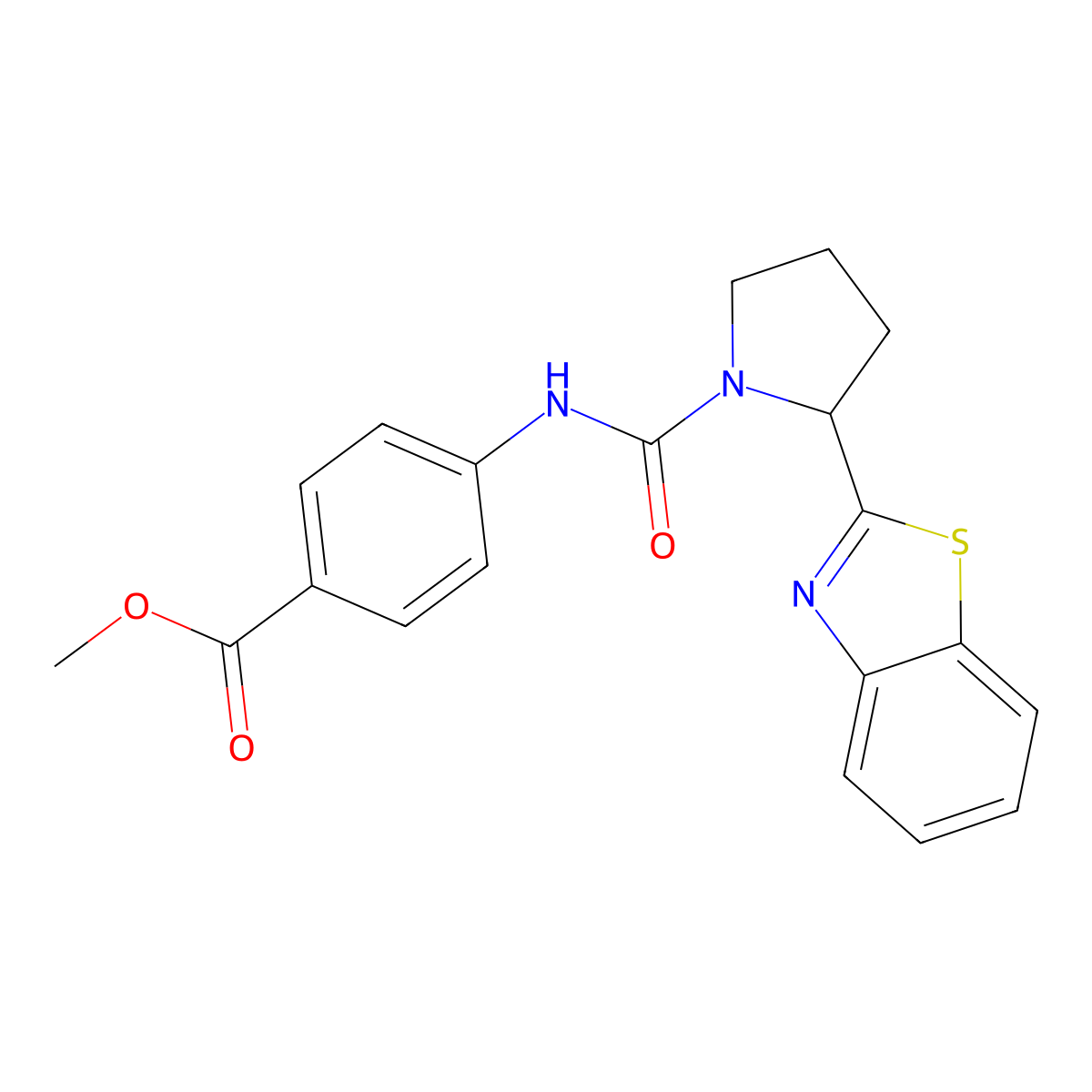 Methyl 4-({[2-(1,3-benzothiazol-2-yl)pyrrolidin-1-yl]carbonyl}amino)benzoate molecular structure, CAS 1144427-91-7