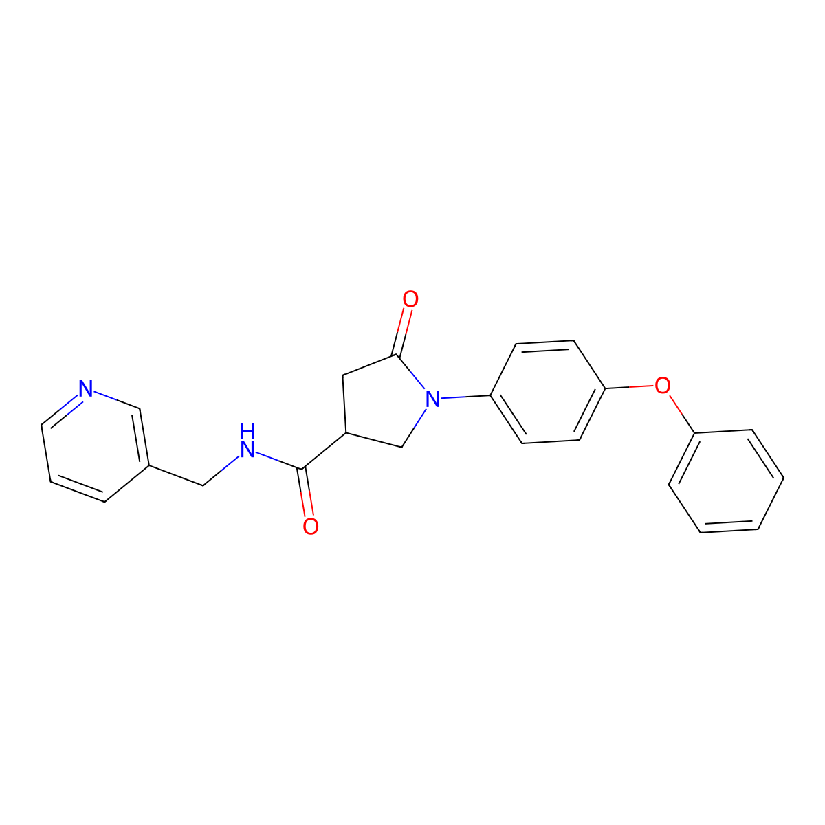5-oxo-1-(4-phenoxyphenyl)-N-(3-pyridylmethyl)-3-pyrrolidinecarboxamide molecular structure, CAS 1144427-97-3