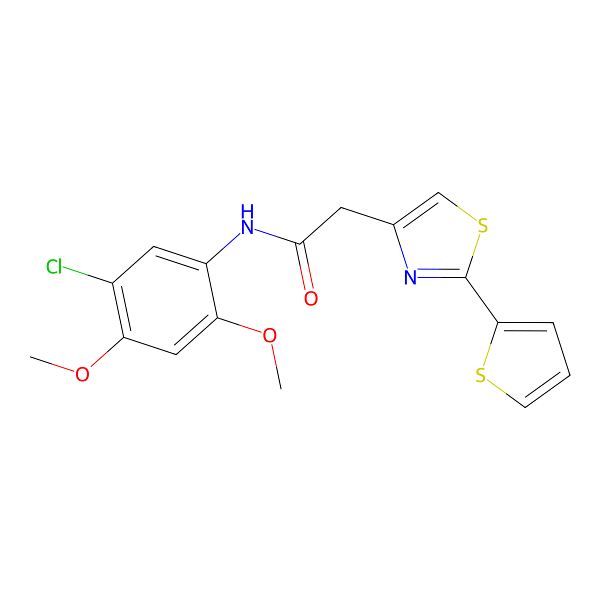 N-(5-chloro-2,4-dimethoxyphenyl)-2-[2-(thiophen-2-yl)-1,3-thiazol-4-yl]acetamide molecular structure, CAS 1144427-99-5