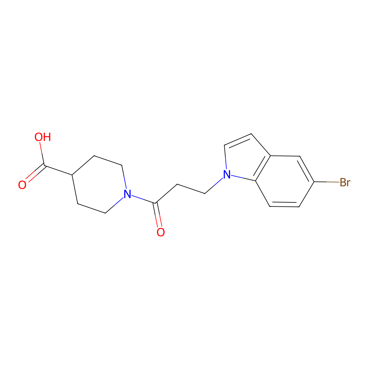 1-[3-(5-bromo-1H-indol-1-yl)propanoyl]piperidine-4-carboxylic acid molecular structure, CAS 1144428-06-7