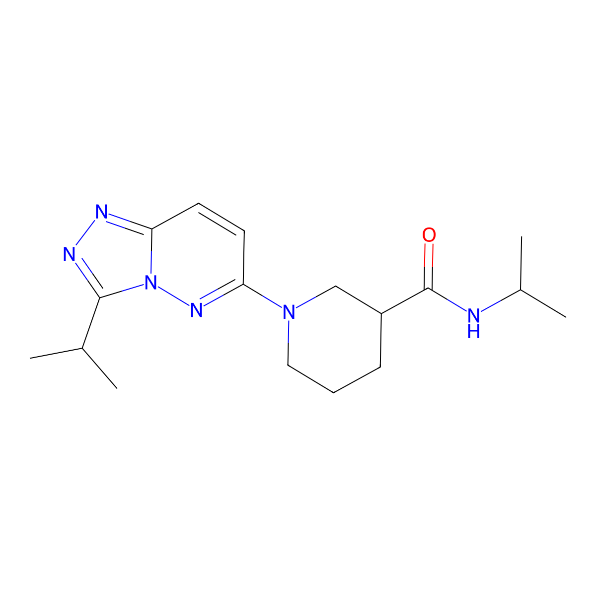 N-(propan-2-yl)-1-[3-(propan-2-yl)[1,2,4]triazolo[4,3-b]pyridazin-6-yl]piperidine-3-carboxamide molecular structure, CAS 1144428-15-8