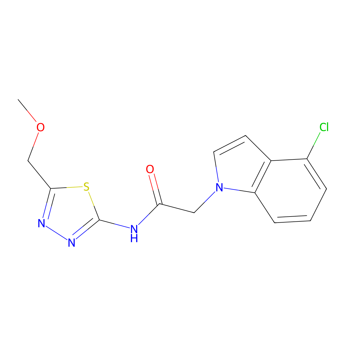 2-(4-chloro-1H-indol-1-yl)-N-[(2E)-5-(methoxymethyl)-1,3,4-thiadiazol-2(3H)-ylidene]acetamide molecular structure, CAS 1144428-18-1