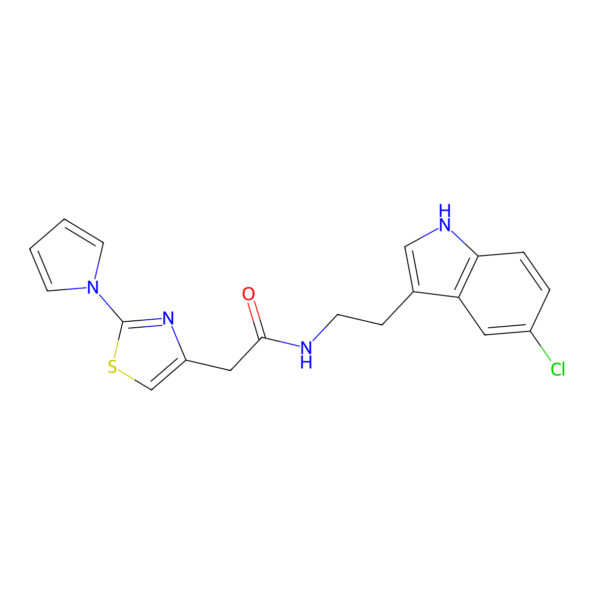 N-[2-(5-chloro-1H-indol-3-yl)ethyl]-2-[2-(1H-pyrrol-1-yl)-1,3-thiazol-4-yl]acetamide molecular structure, CAS 1144428-29-4