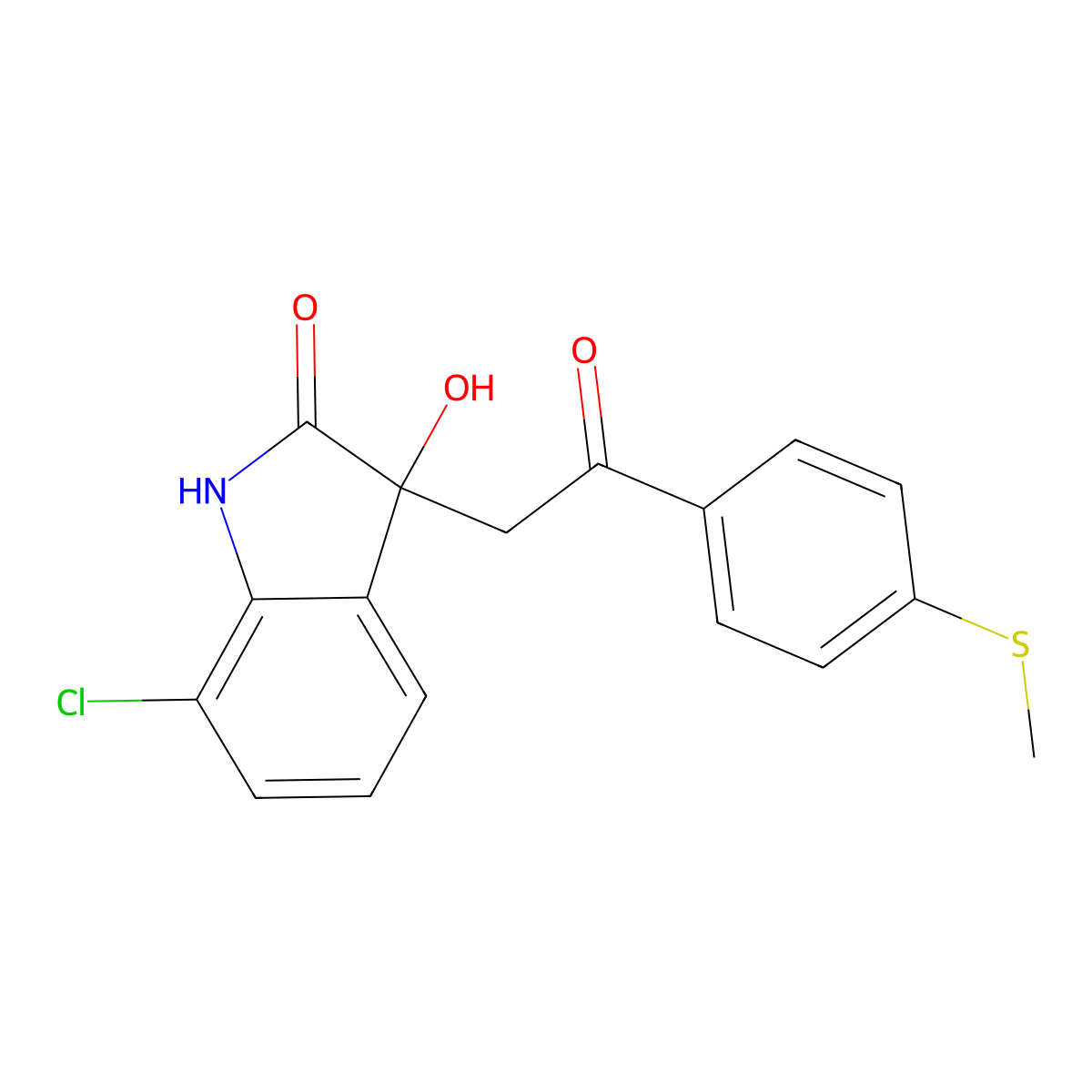 7-chloro-3-hydroxy-3-{2-[4-(methylsulfanyl)phenyl]-2-oxoethyl}-1,3-dihydro-2H-indol-2-one molecular structure, CAS 1144428-37-4