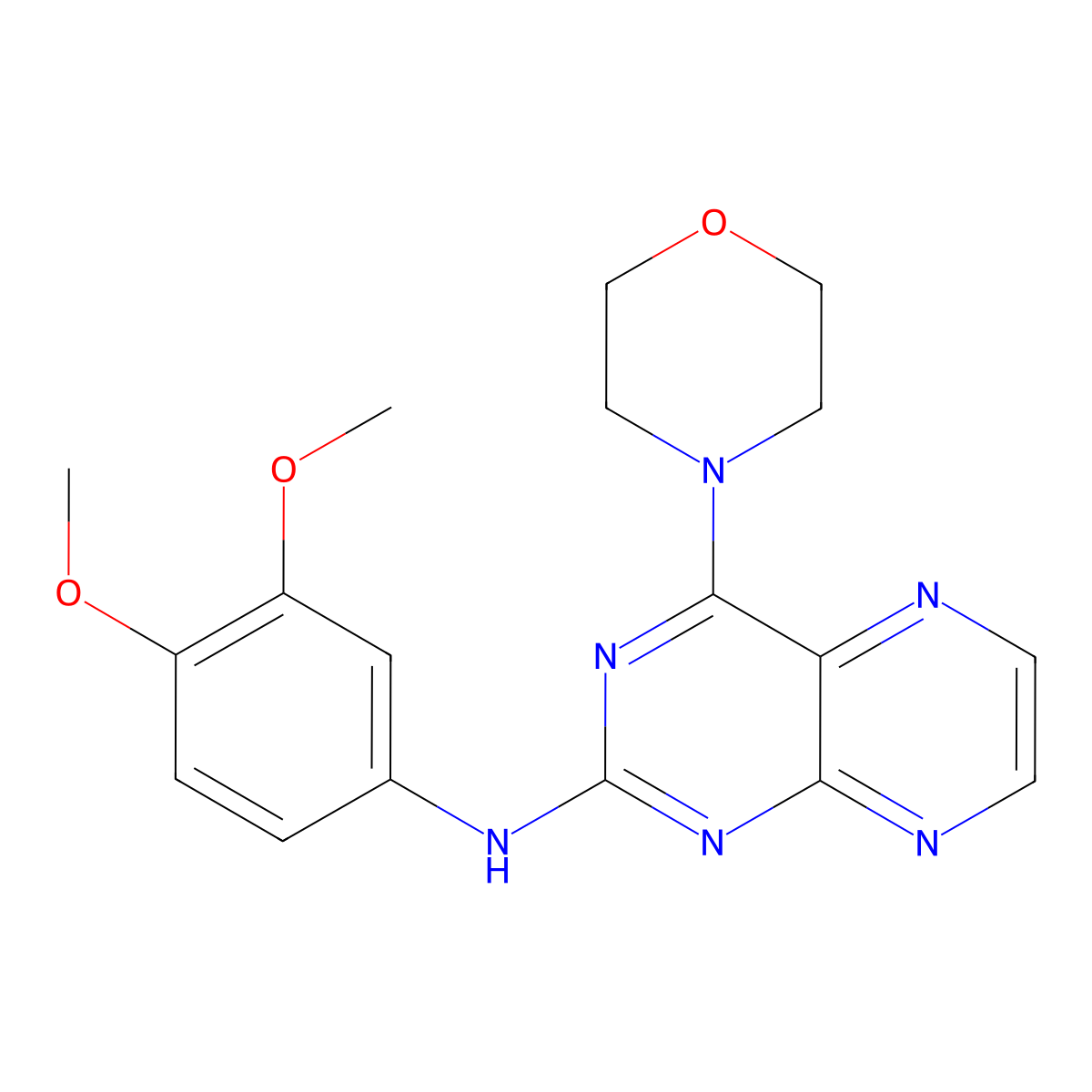 N-(3,4-dimethoxyphenyl)-4-(morpholin-4-yl)pteridin-2-amine molecular structure, CAS 1144428-53-4
