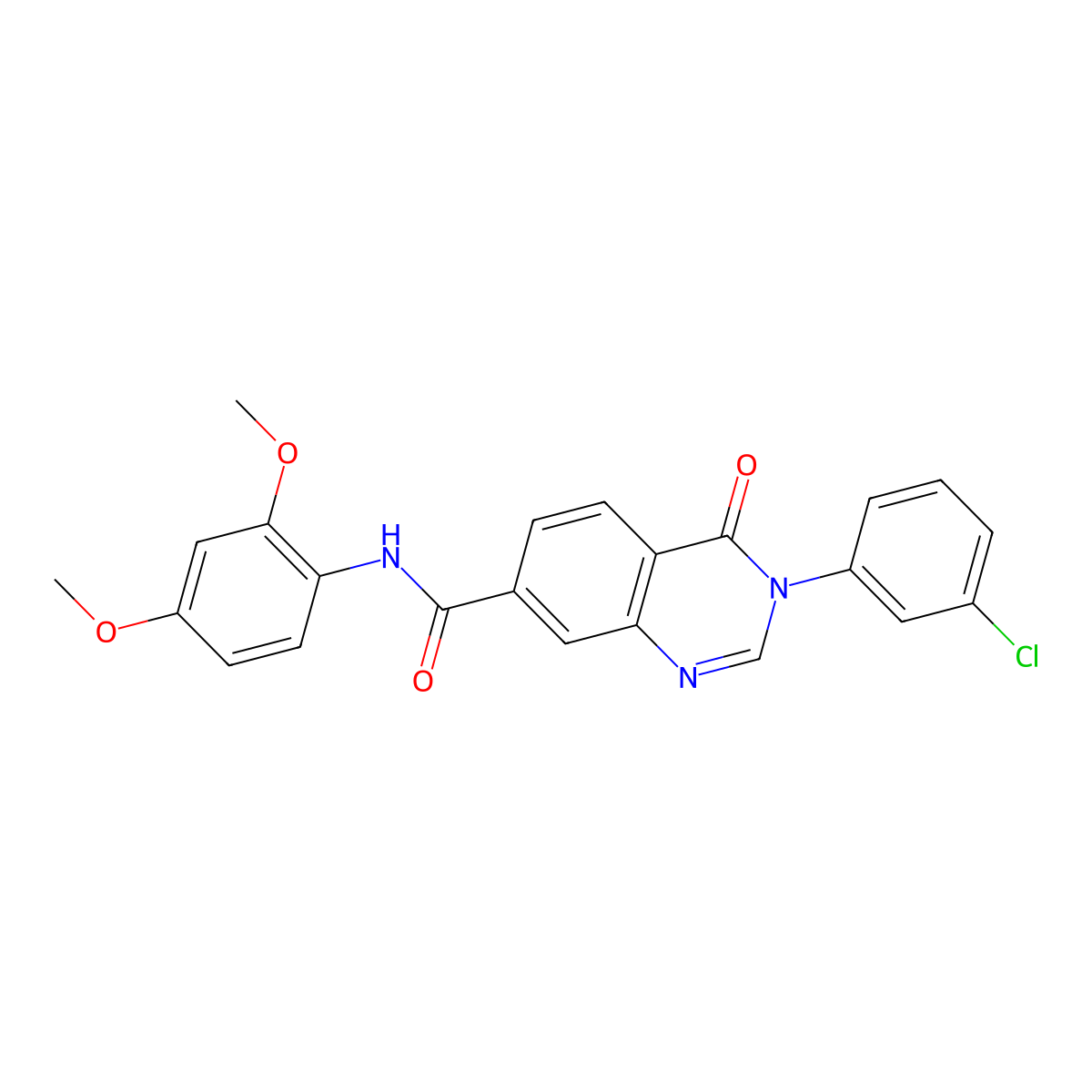 3-(3-chlorophenyl)-N-(2,4-dimethoxyphenyl)-4-oxo-3,4-dihydroquinazoline-7-carboxamide molecular structure, CAS 1144428-82-9